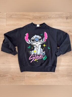 Zara Girls Black Stitch Graphic Sweatshirt